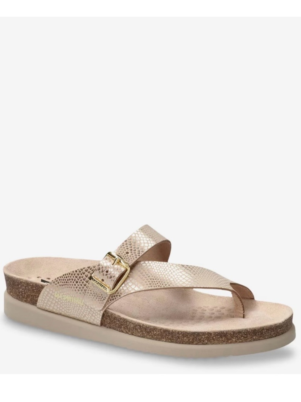 Mephisto Helen Metallic Reptile Print Cork Slide Thong Sandals, Size 38
